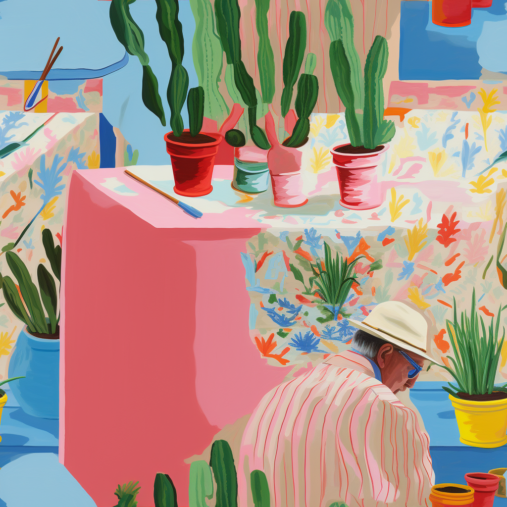 Vibrant Hockney painting tile art