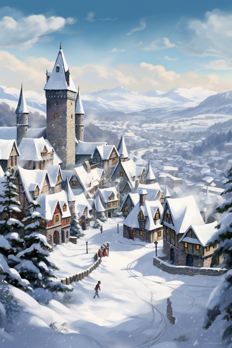 Snowy Hogsmead from Harry Potter