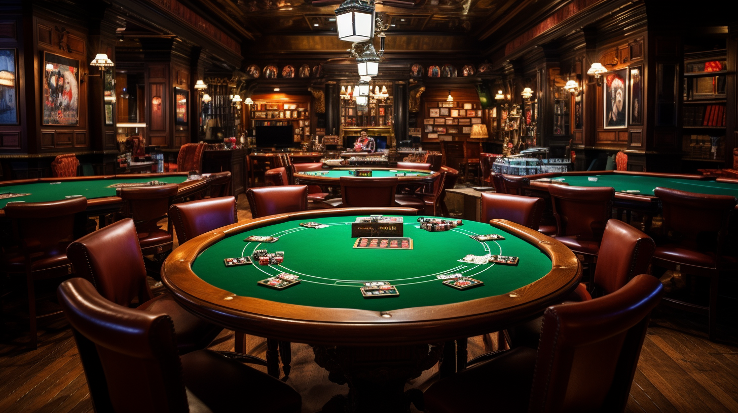 Tables in a lively holdem pub