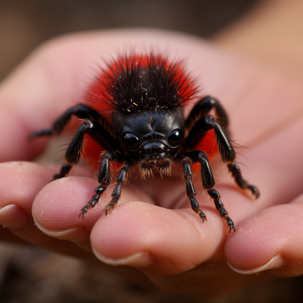 Image of someone holding a Cowkiller Velvet Ant