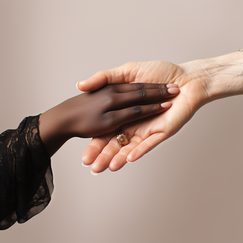 Two women of different generations holding hands