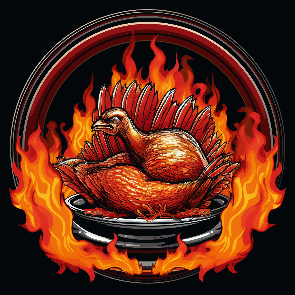 Roasted Turkey Dinner with Flames - Logo Design