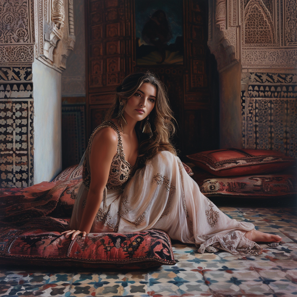 Hollywood actress in Moroccan riad