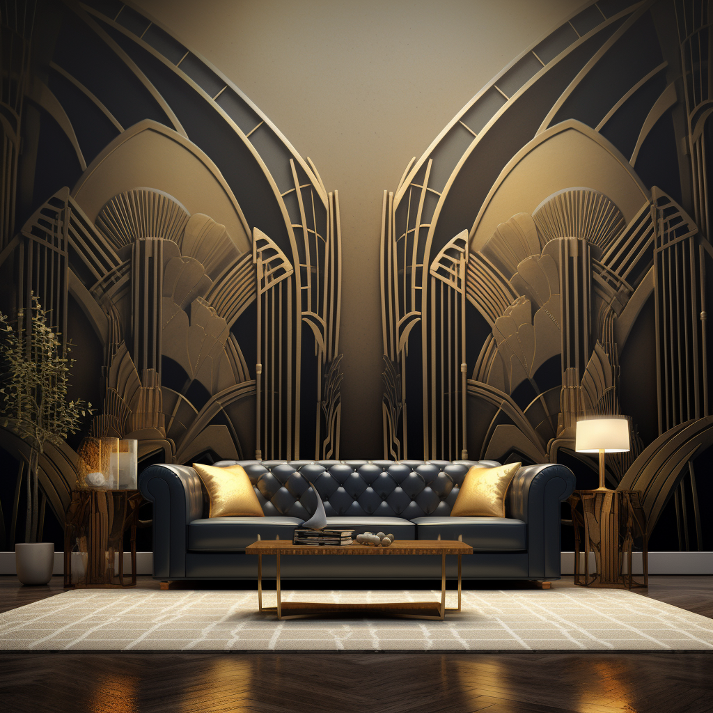 Hollywood drape art deco wallpaper