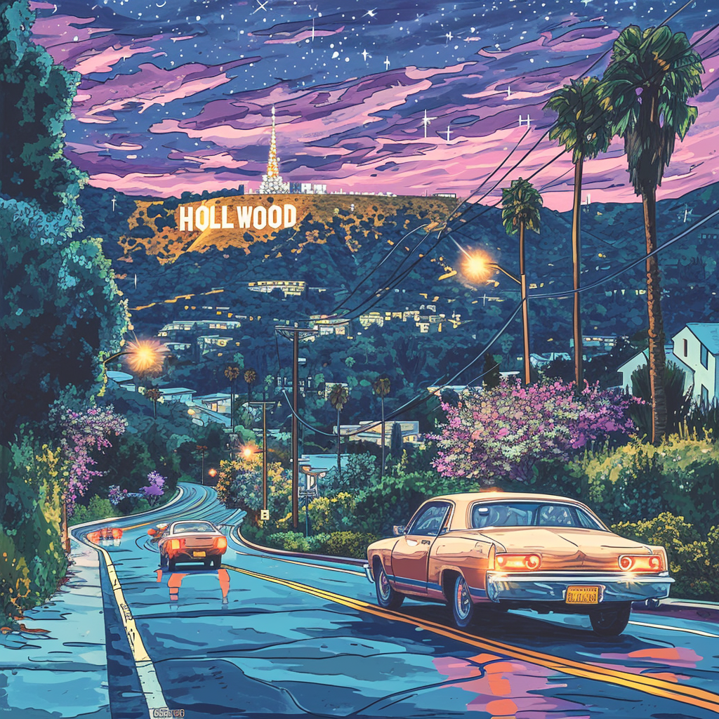 Hollywood Scene Psychedelic Background