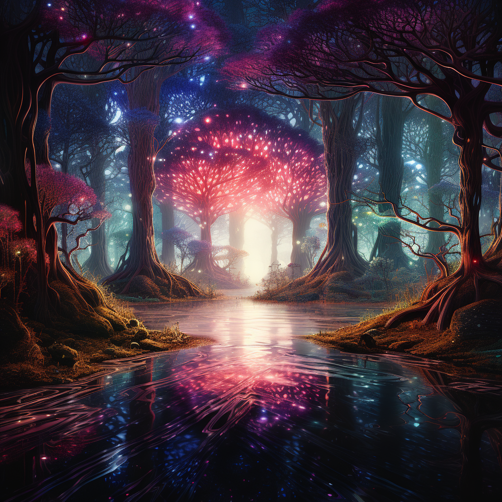 Holographic tree in mesmerizing forest