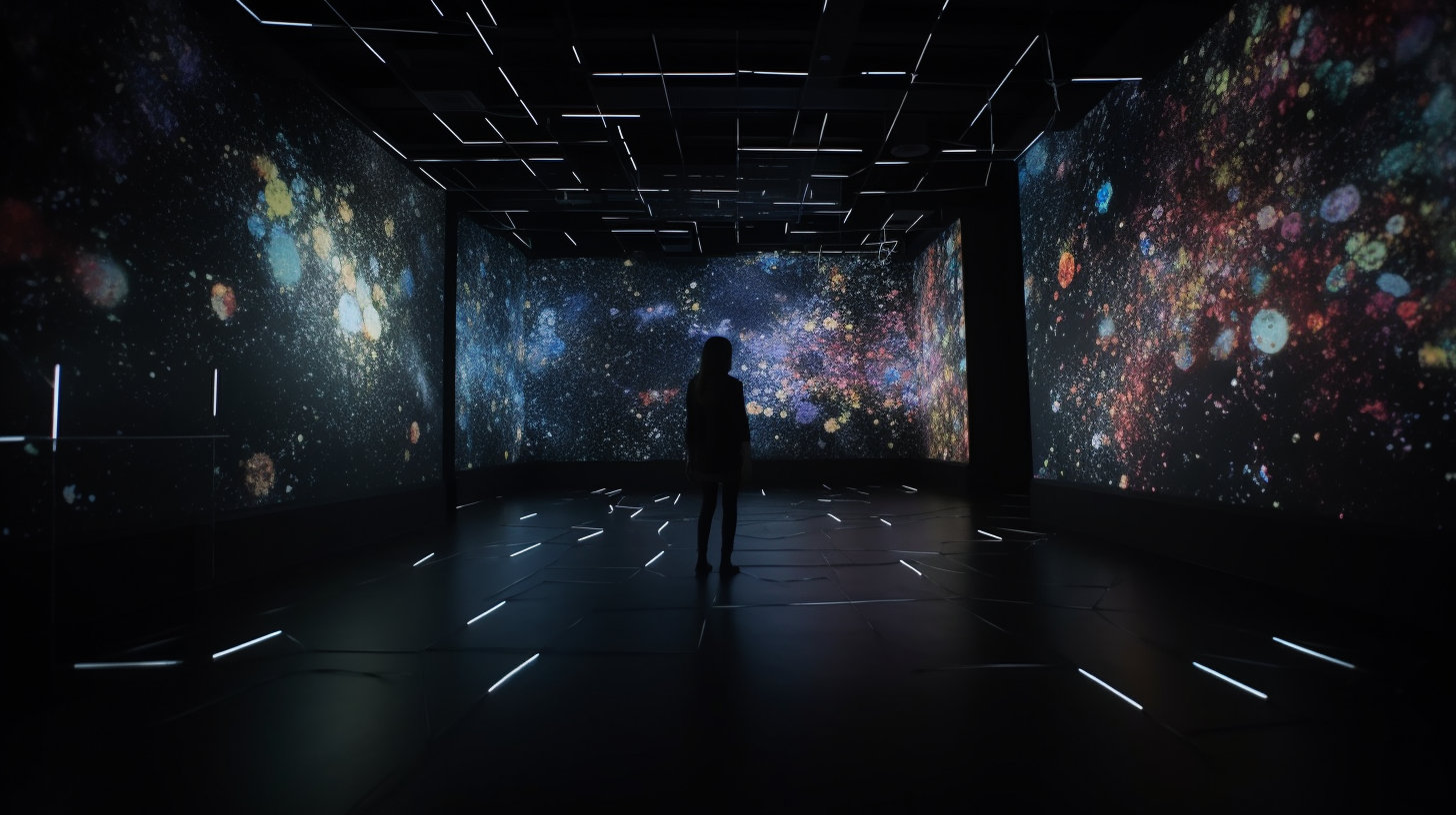 Holographic immersive exhibition in dark room