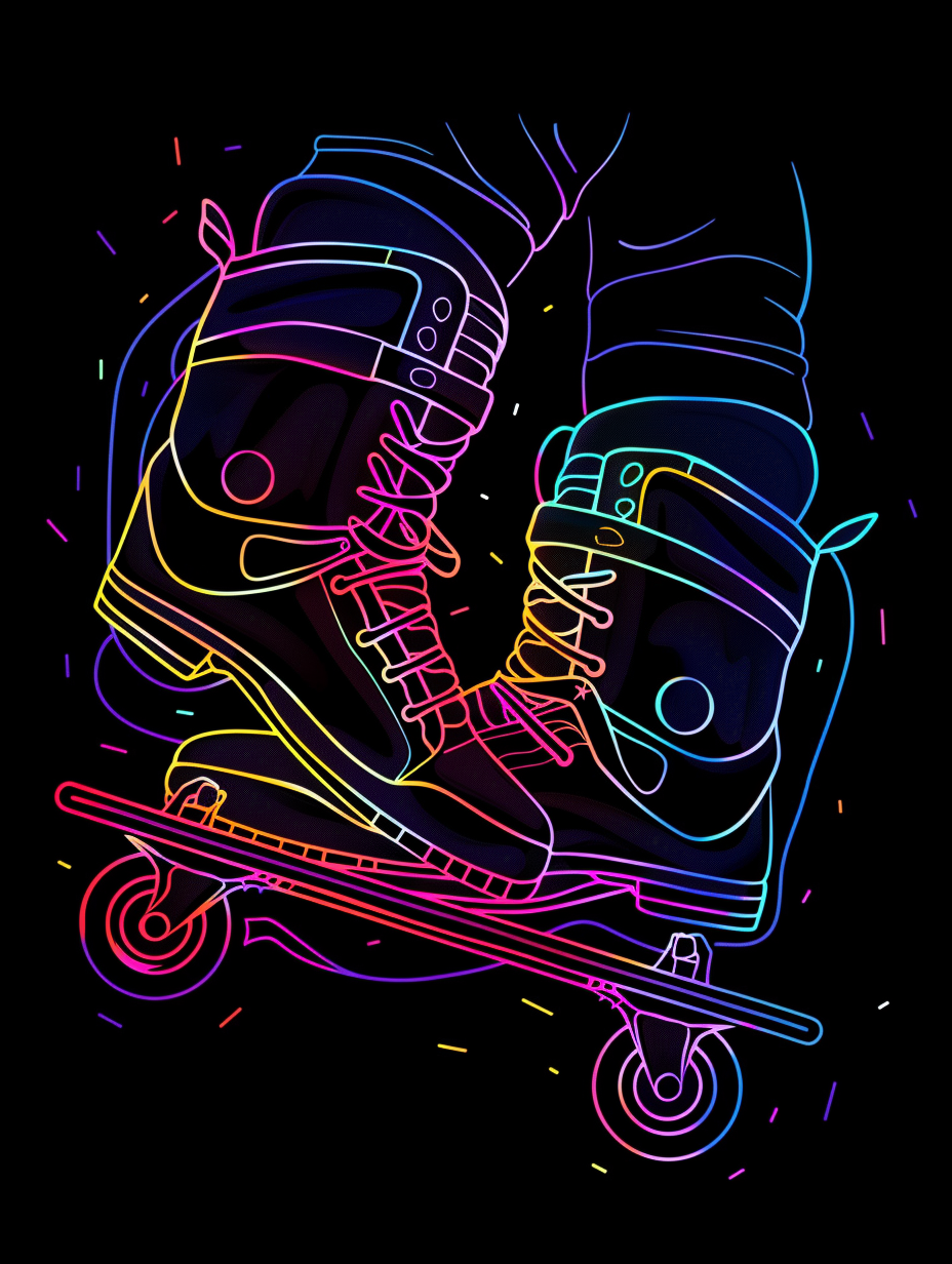 Minimalistic Holographic Roller Skate Logo