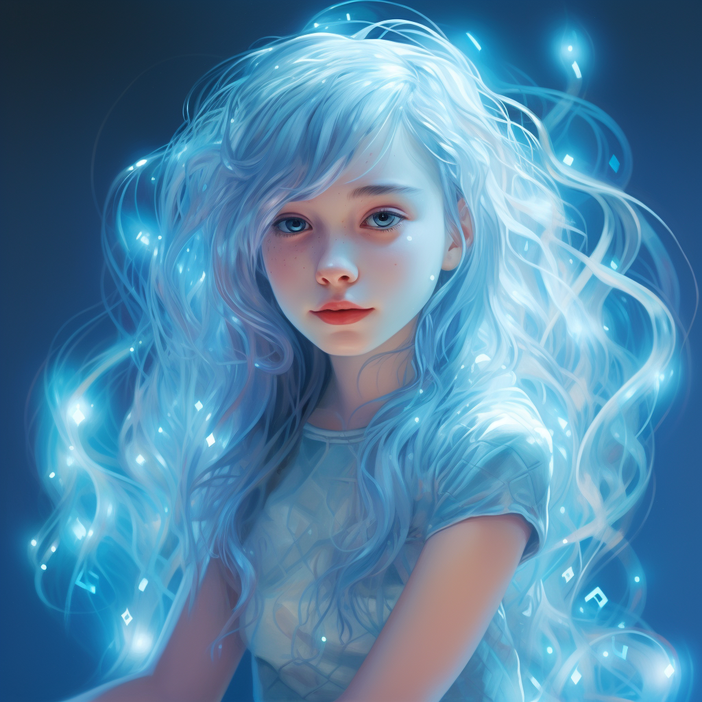 Holographic girl with blue hair