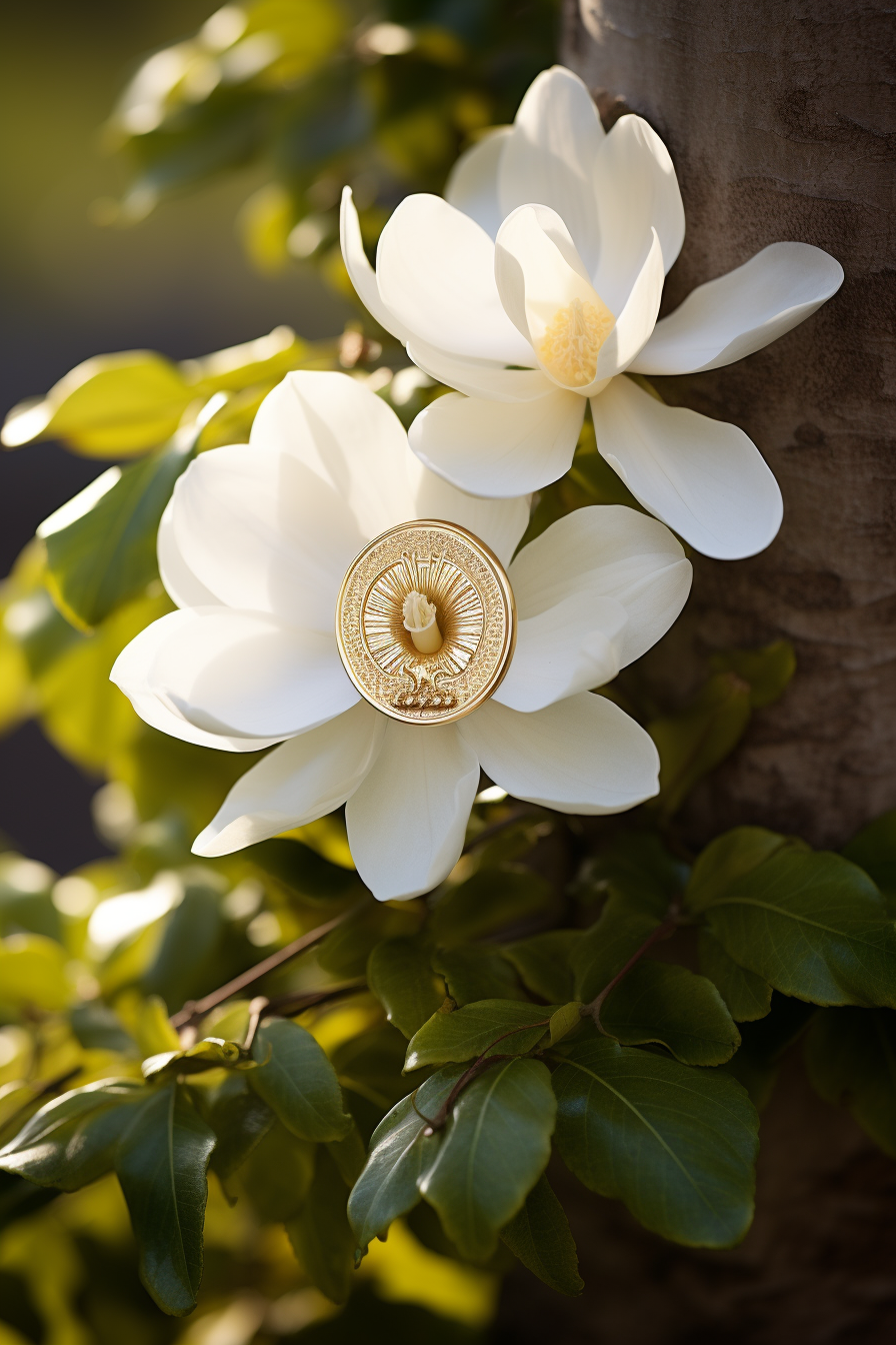 Holy Communion Symbol on Magnolia Flowers