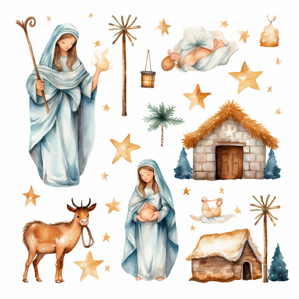 Holy Nativity Christmas watercolor clipart design