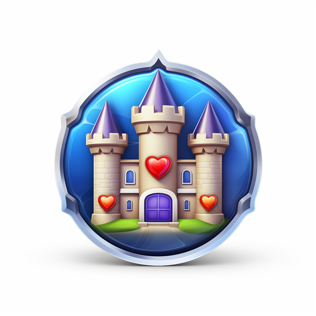 Front view of Royal Match-style home icon with 3D badge