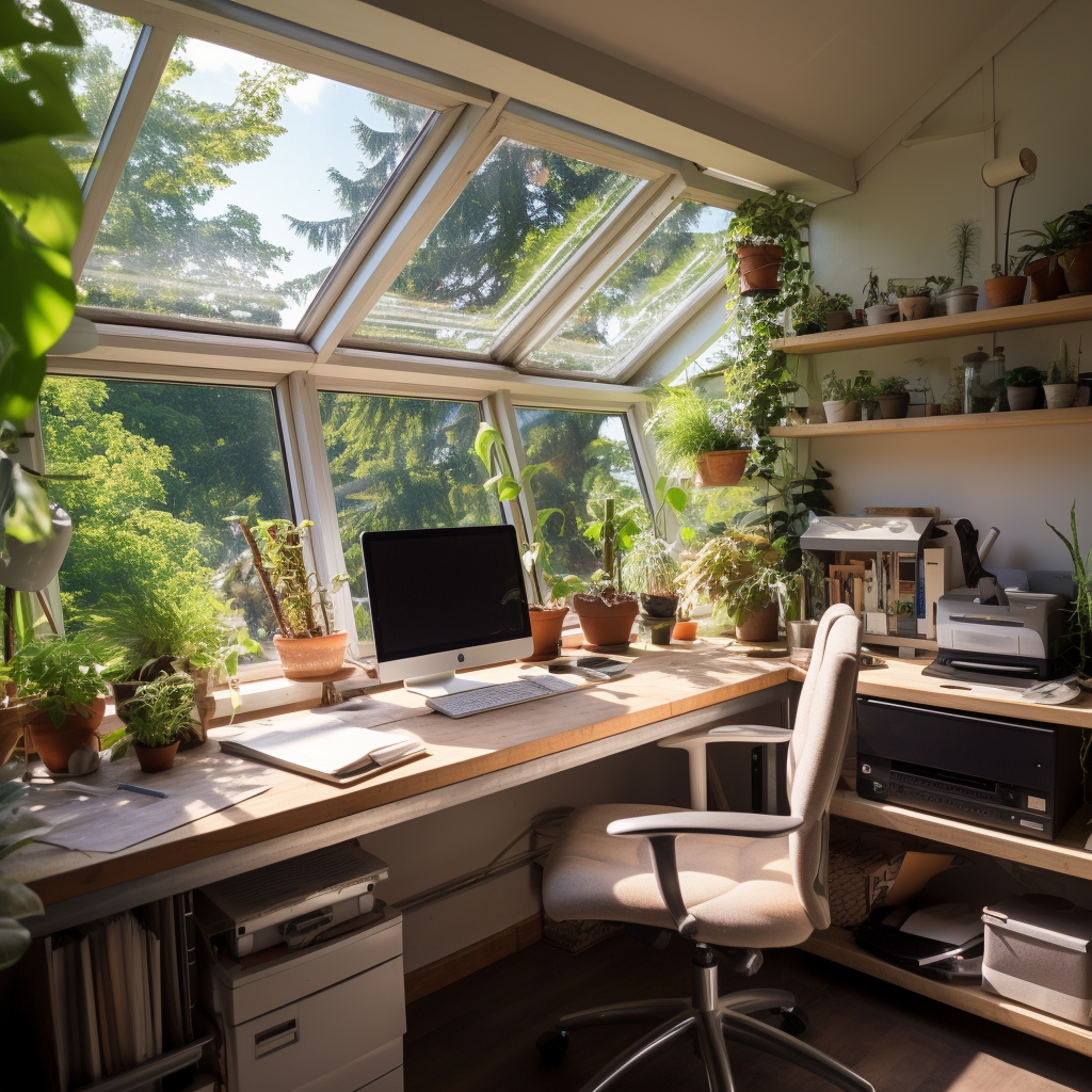 Home Office Garden Window Setup