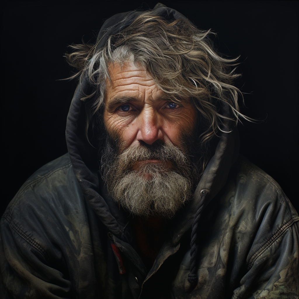 Hyperrealistic portraits of homeless men