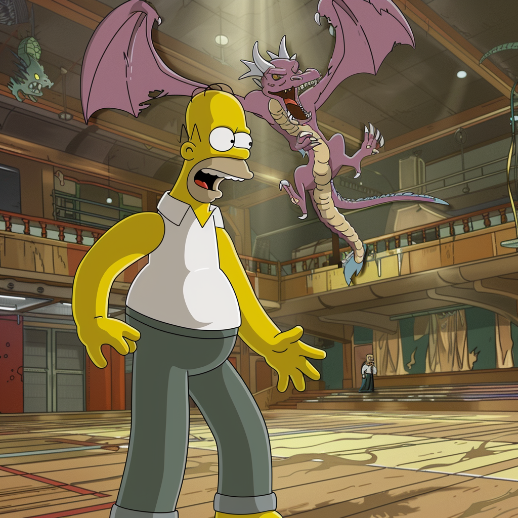 Simpsons rehab gym with dragons