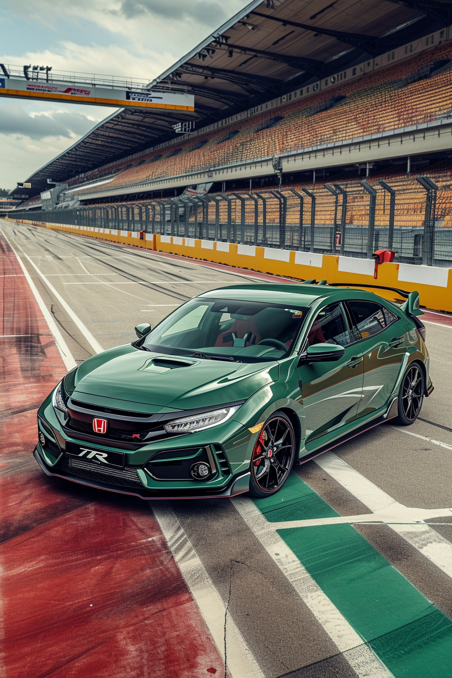 honda civic type r on race track