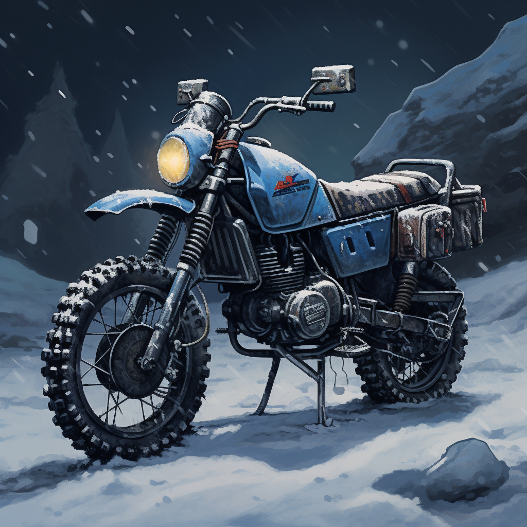 Honda GX 50 Motorcycle with Frozen Tundra Background