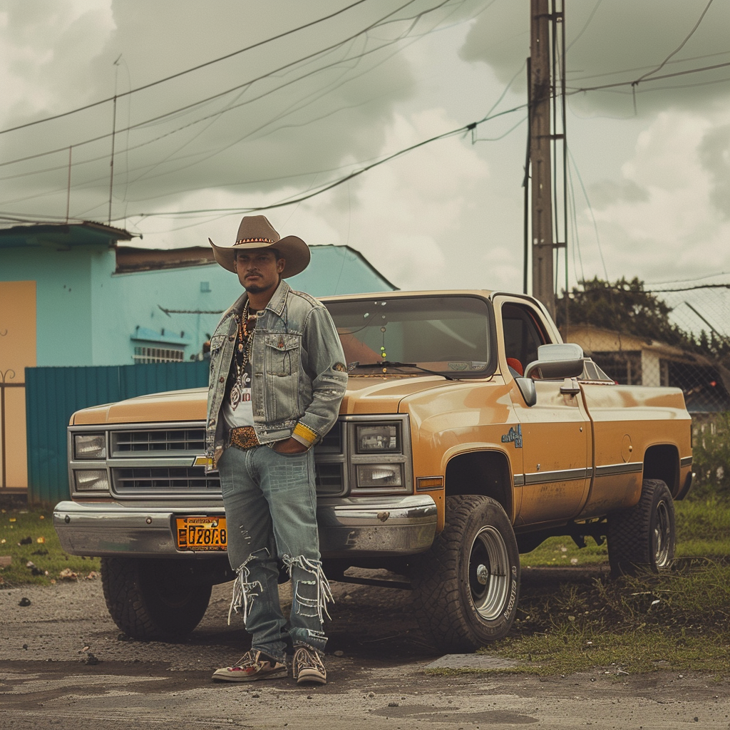 Honduran cowboy rapper cyberpunk Chevy