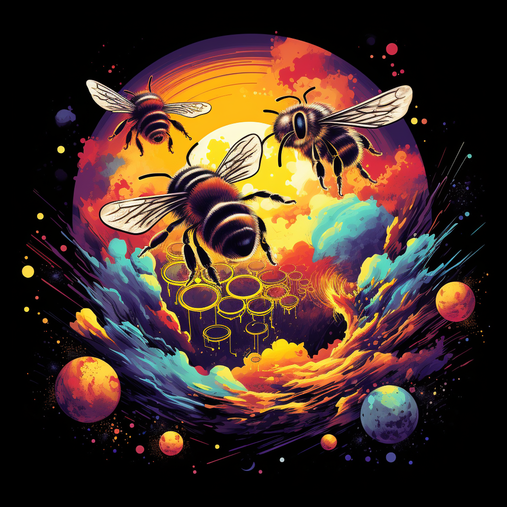 Honey bees collecting stars as pollen