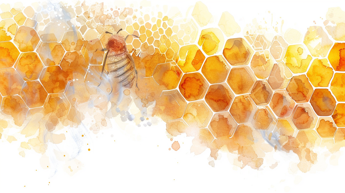 Vector watercolor honey comb on white background