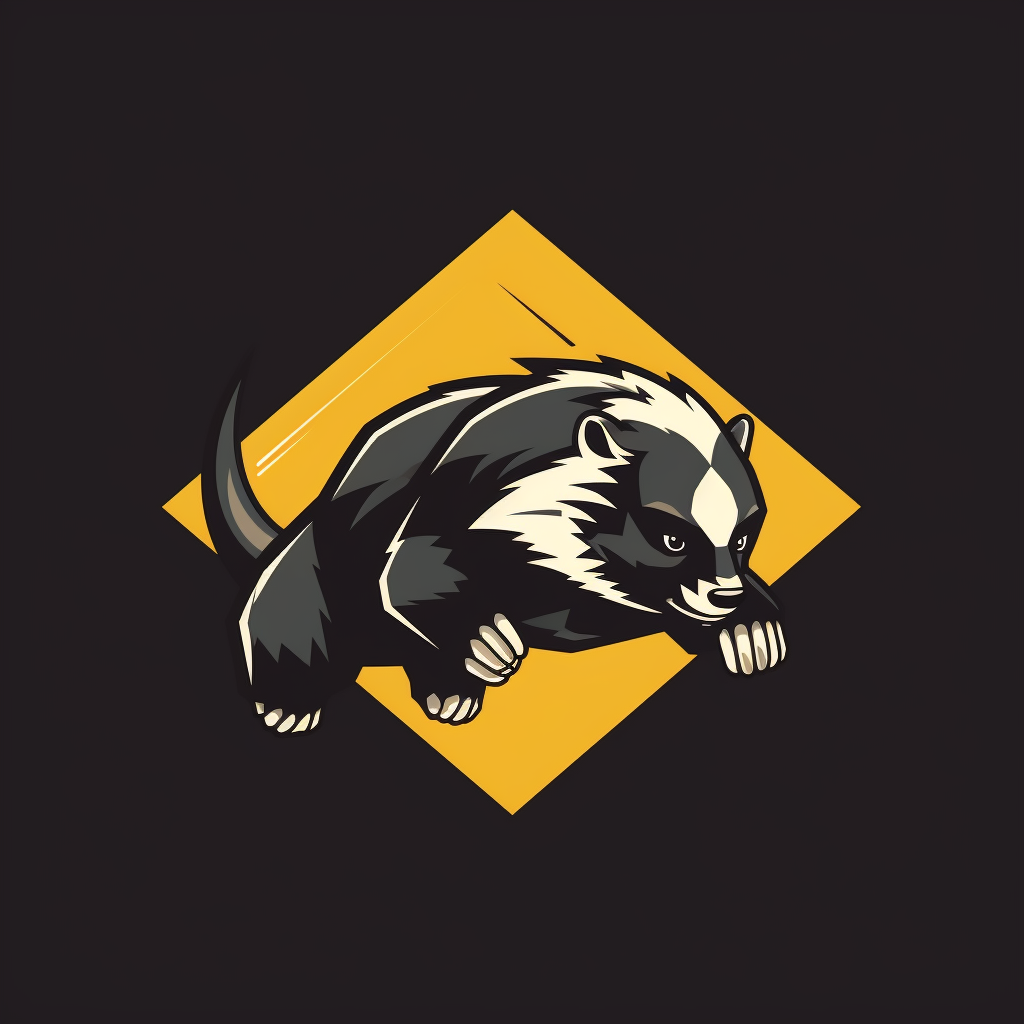 Minimalistic logo of a running honey badger