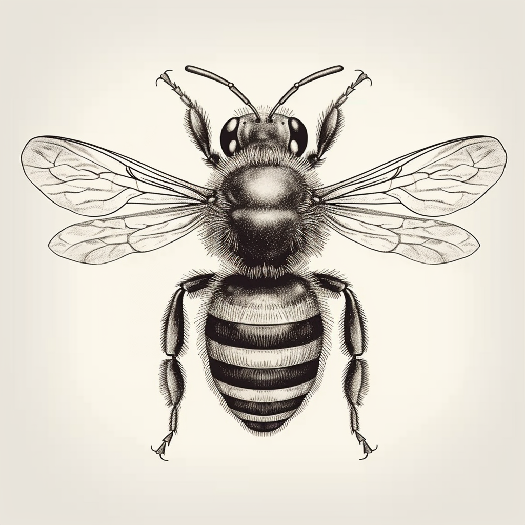 Top View Honey Bee Drawing