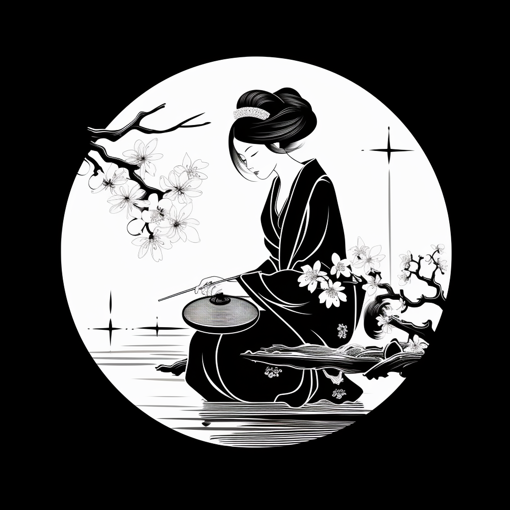 Black and White Ukiyo-e Honey Logo