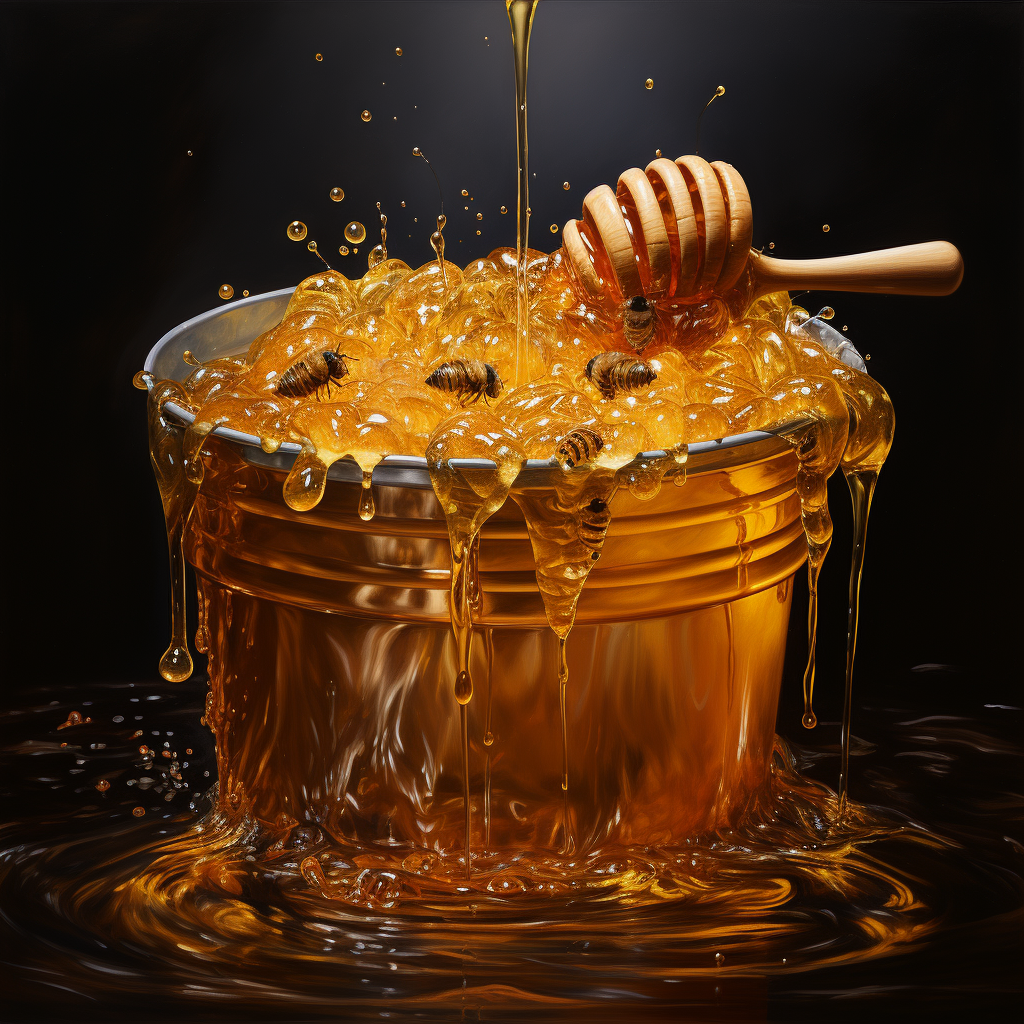 Colorful honey bucket with oil paint