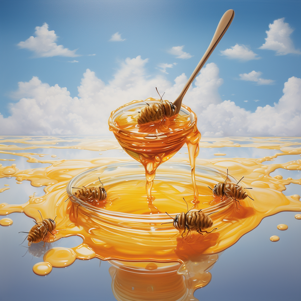 Honey flowing in clouds