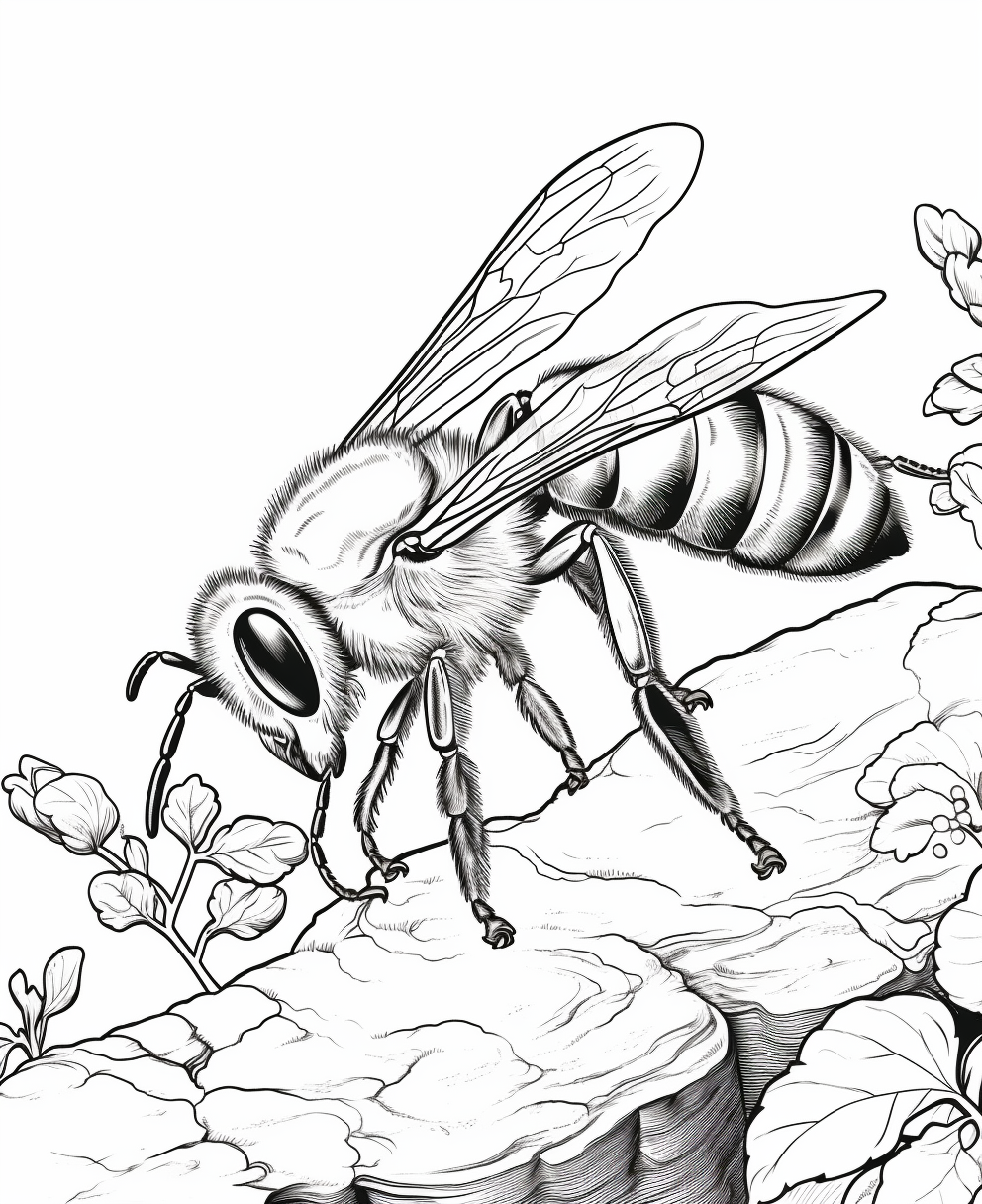 Coloring page of a honeybee