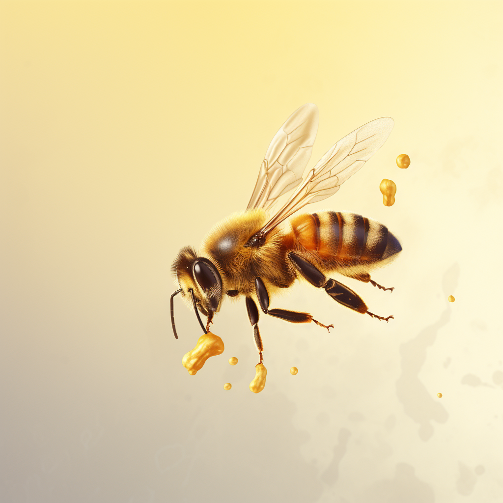 Clear illustration of a honeybee flying