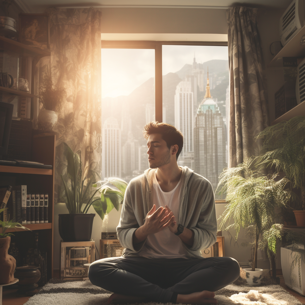 Man communing with Spirit of God in Hong Kong