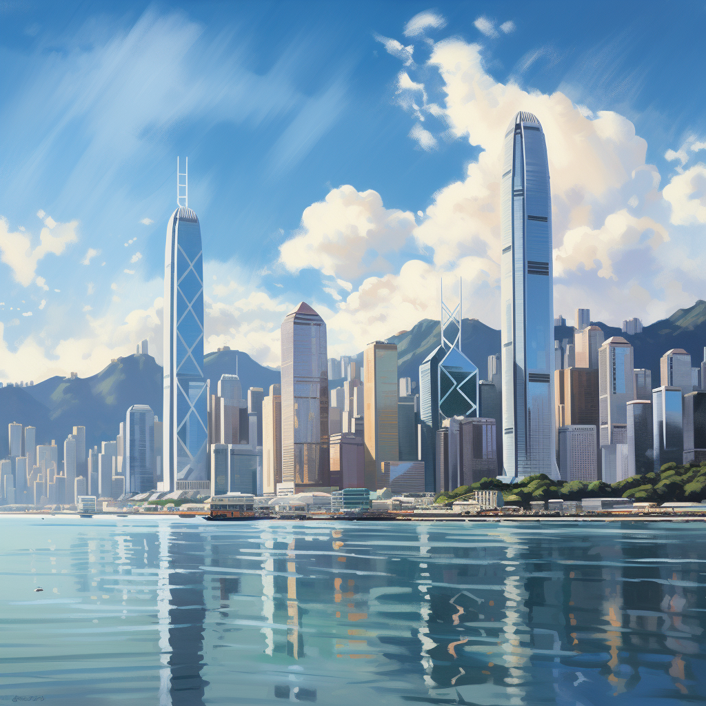 Beautiful Hong Kong Skyline in Morning Sun