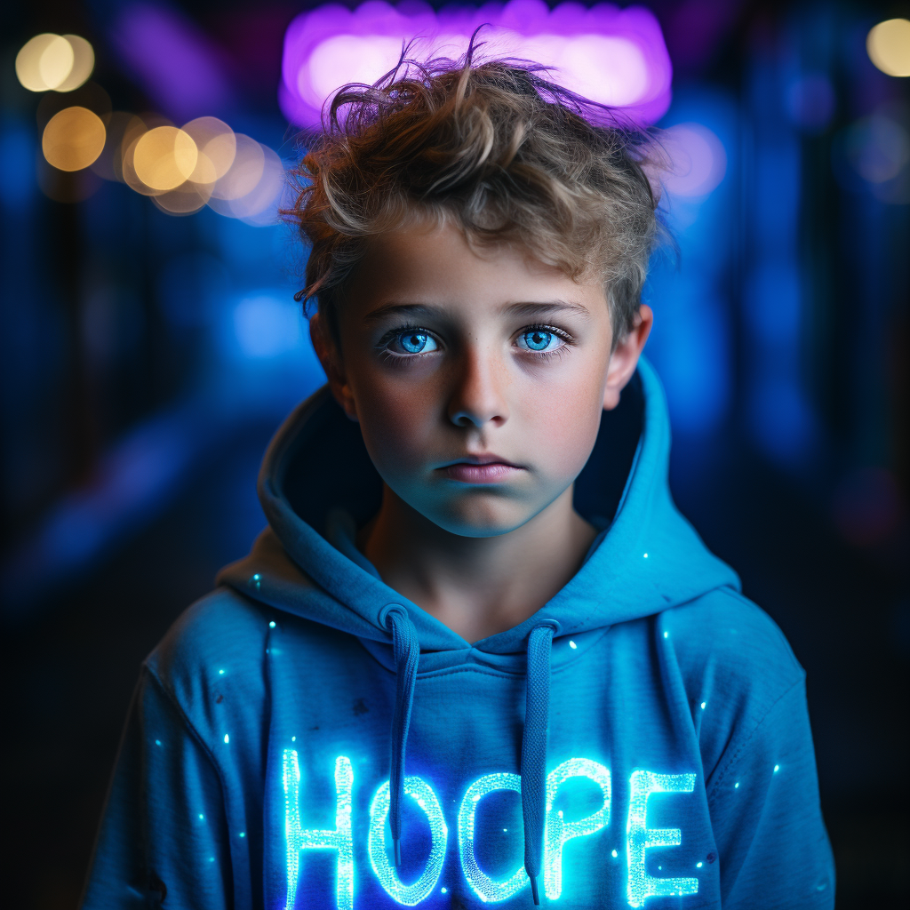 Captivating image of a young boy filled with hope