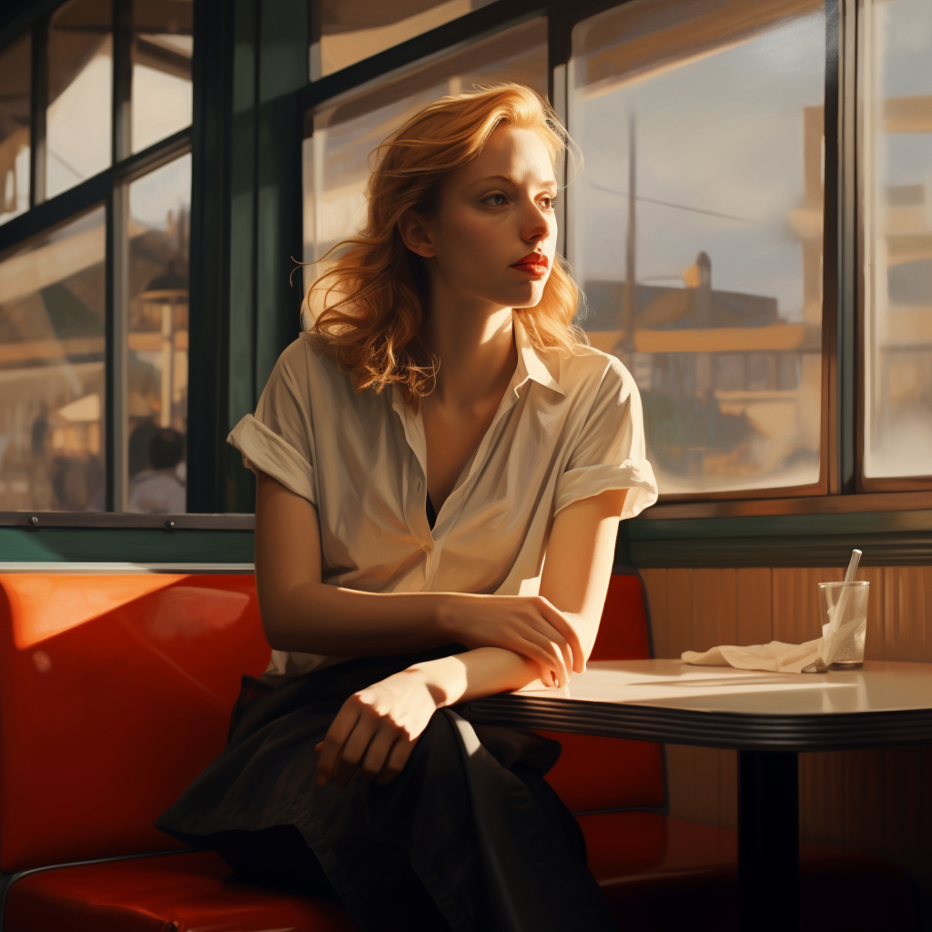 Artistic realistic study in Hopper's style