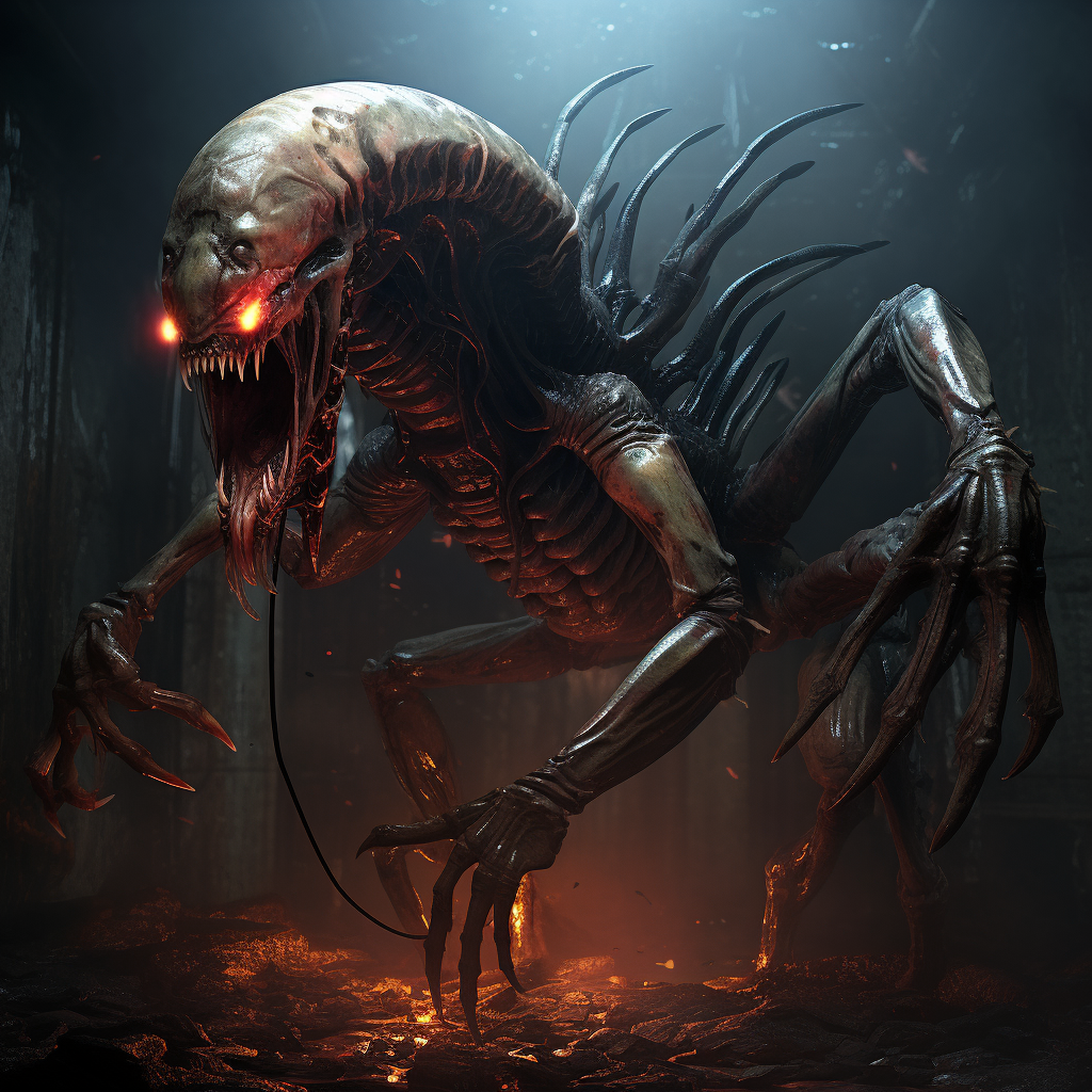 Scary xenomorph centipede creature