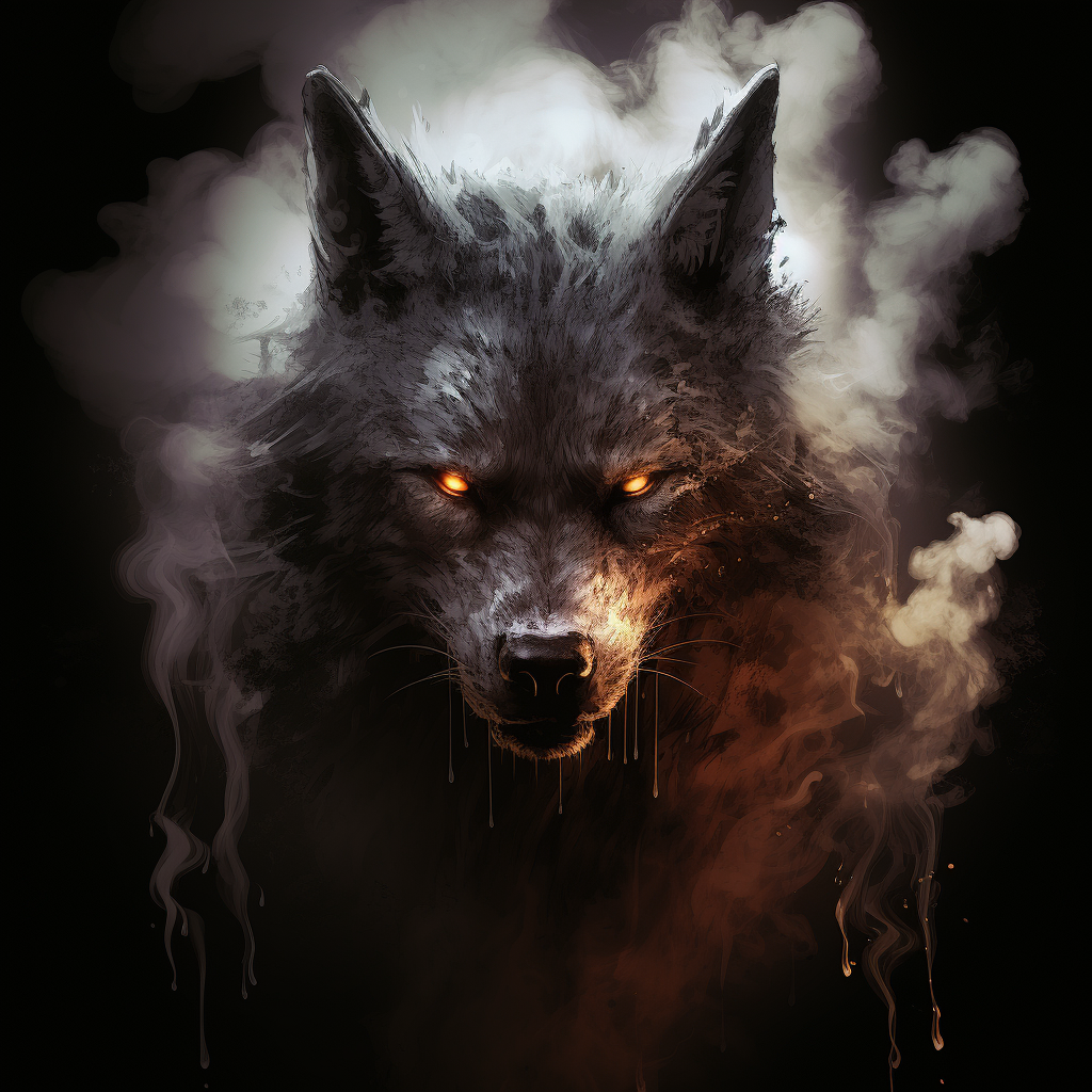 Sinister smoke-shaped wolf comic