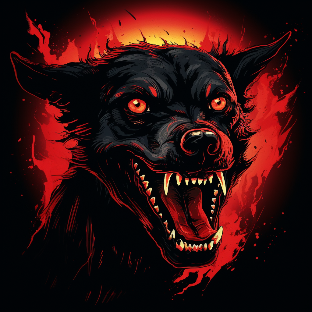 Sinister dog with red eyes