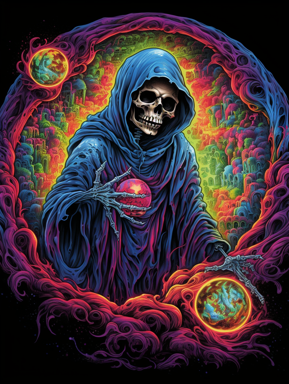 Spooky grim reaper circle tshirt design