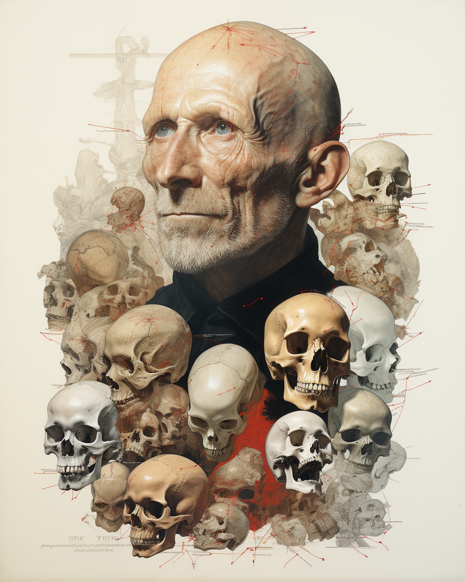 Art Poster of Human Anatomy with Rats and Skulls