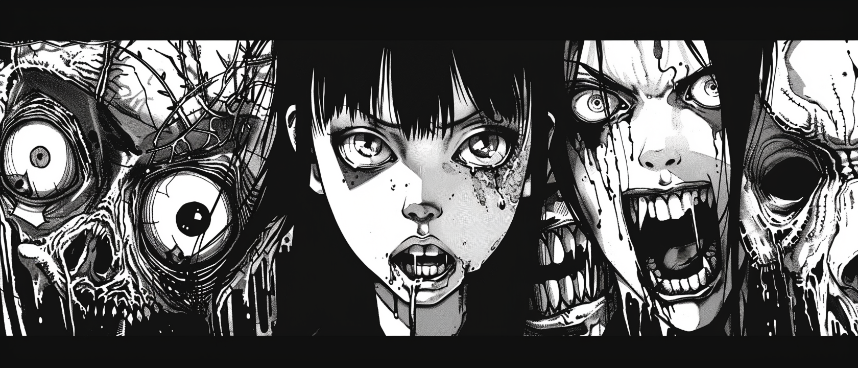 Creepy horror manga faces prompt