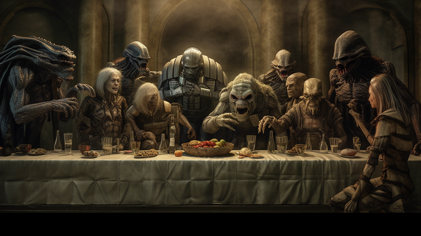 Midjourney Prompt - Horror Film Characters Last Supper