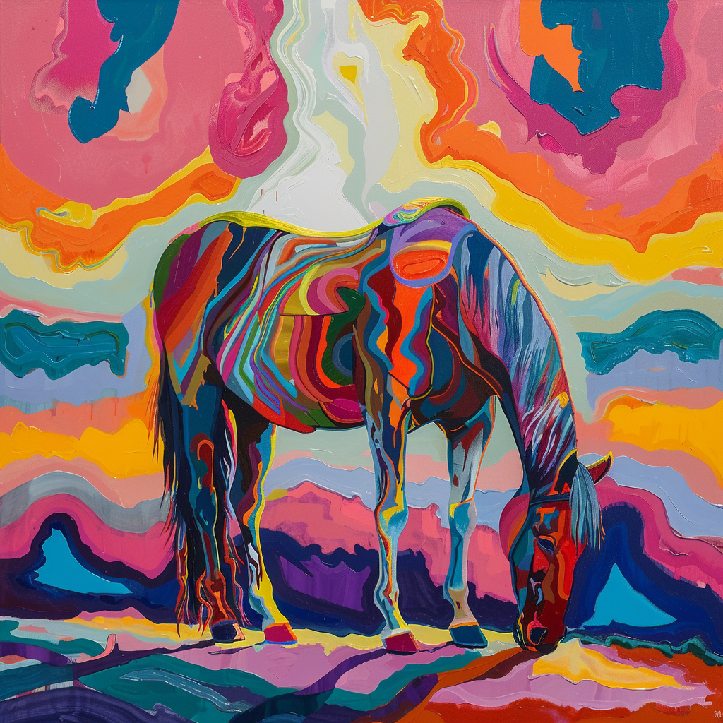 Horse with Blanket Colorful Background