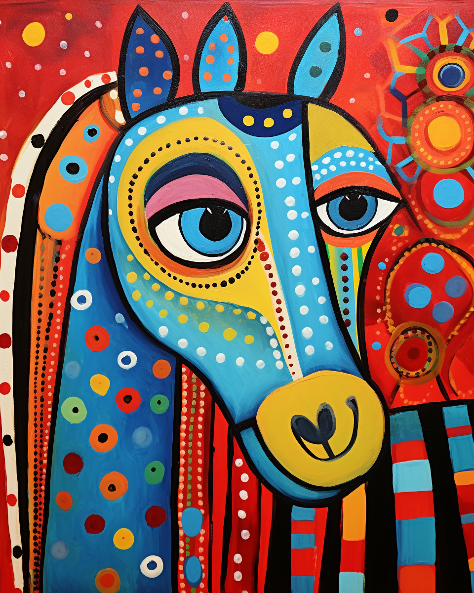 Horse in art style by Hundertwasser, Kusama, Gerard