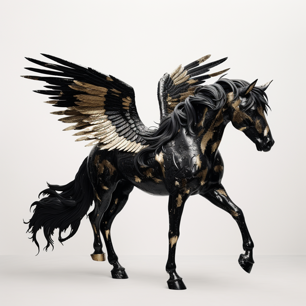 Horse with Glitter Accessories and Black Wings