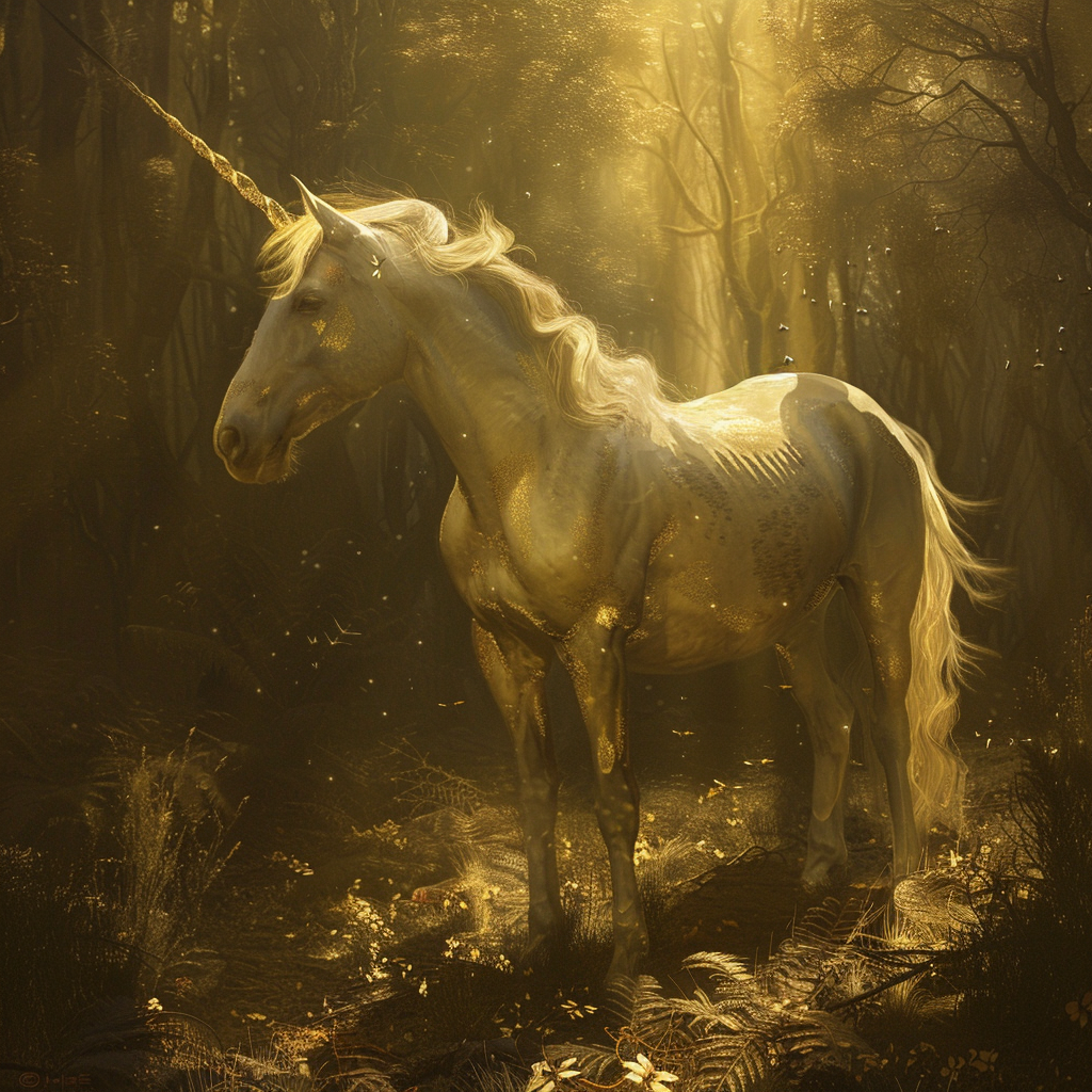 Magical horse with gold arcanic