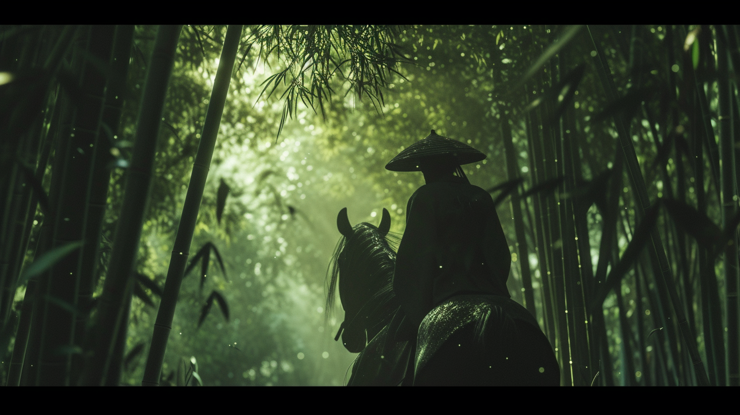 Horse Samurai in Bamboo Forest