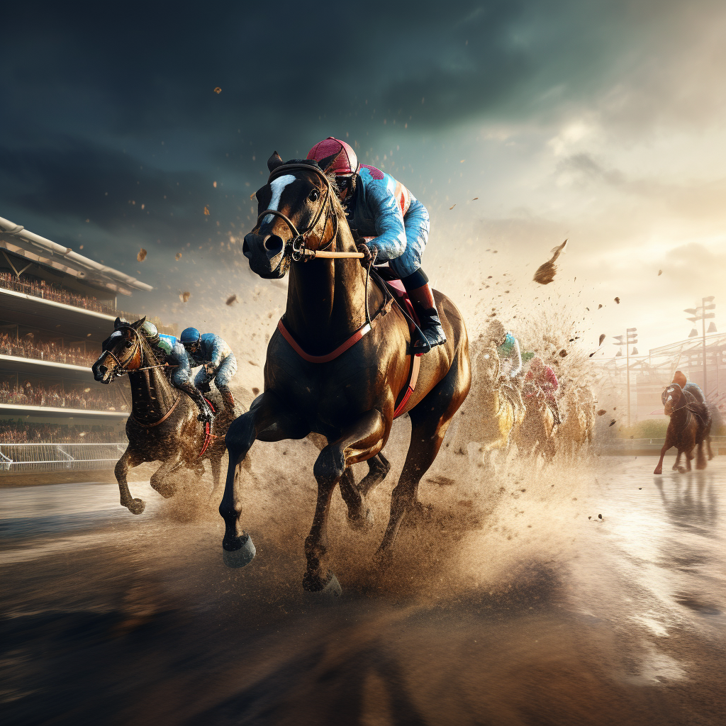 High-energy horse racing action