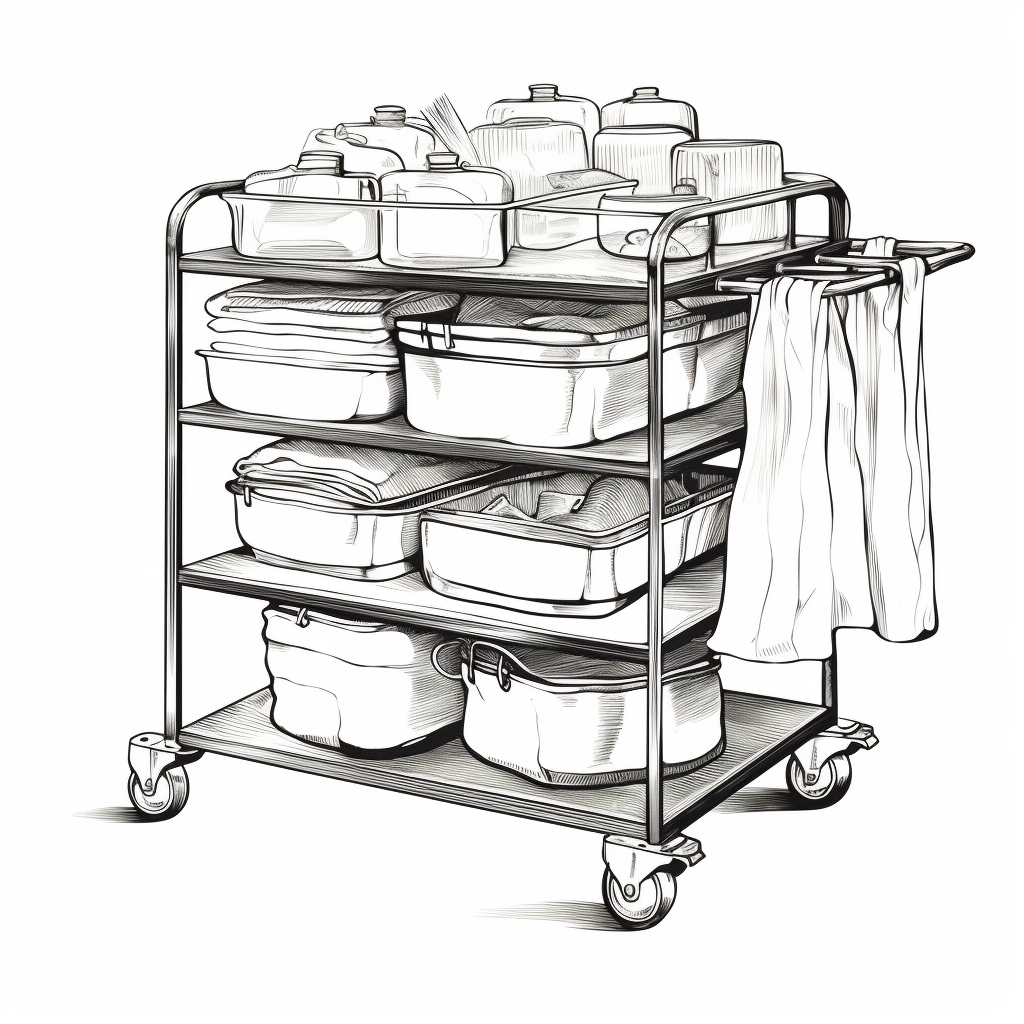 Sterilized Surgical Trays on Hospital Cart