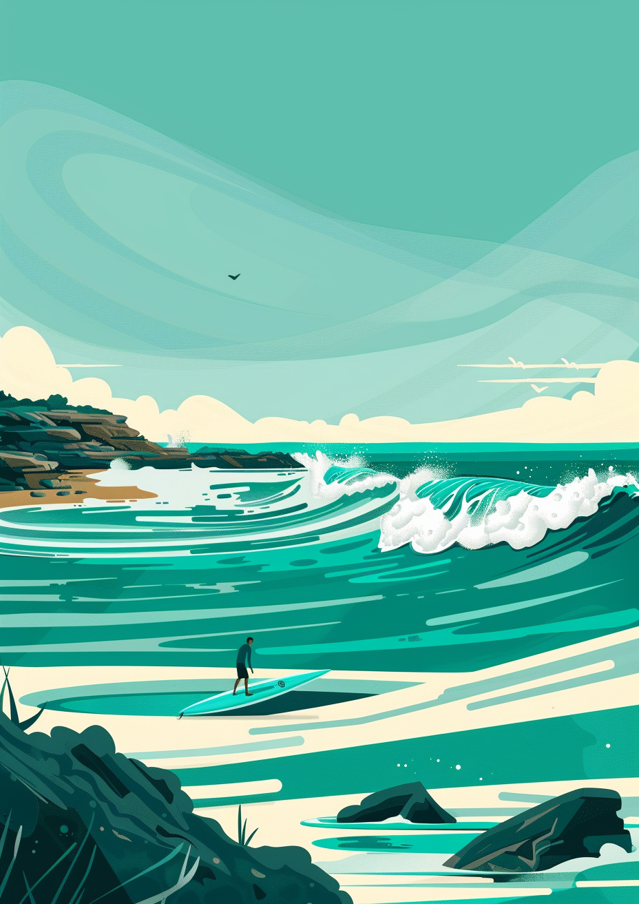 Modern Hossegor Flat Illustration